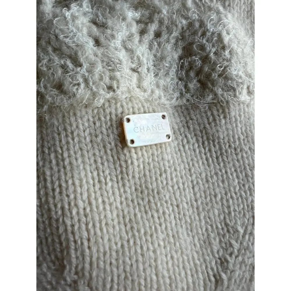 2006 Chanel Knit Cashmere Lace Cream Cardigan